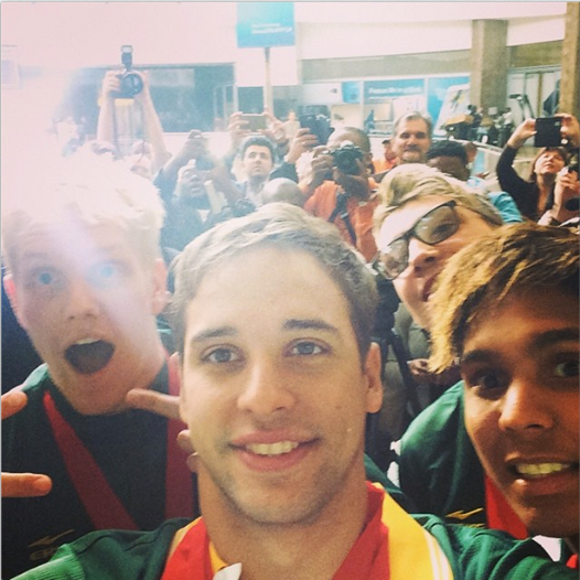 Chad le Clos selfie at South African airport Chad le Clos selfie at South African airport