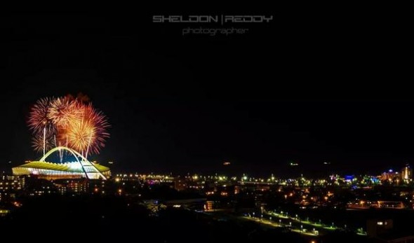 Fireworks over the stadium