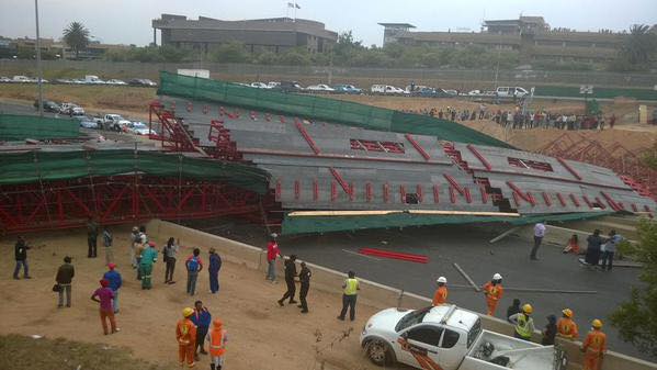 Bridge collapses in Sandton, South Africa