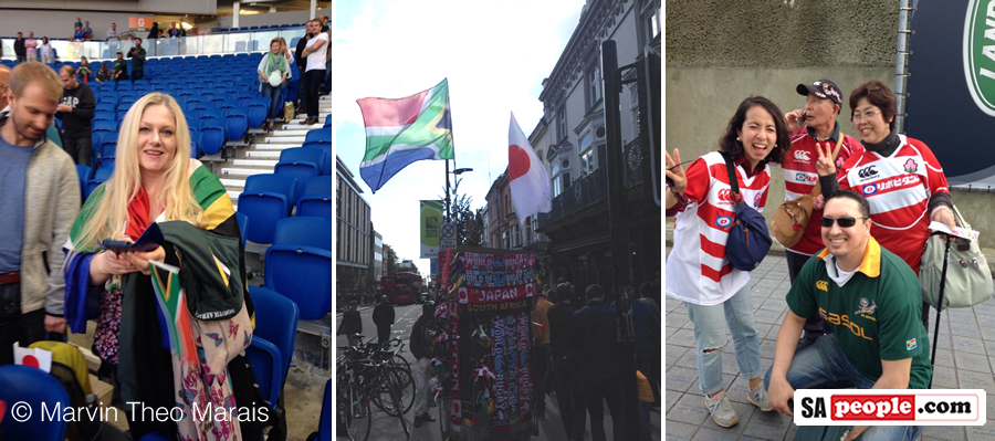 Springbok and Japan rugby world cup fans