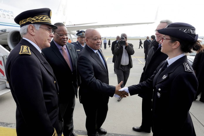 President Zuma arrives in France
