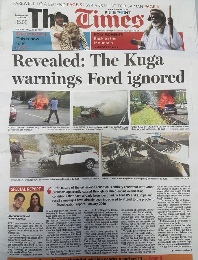 The Times cover with special Kuga report.