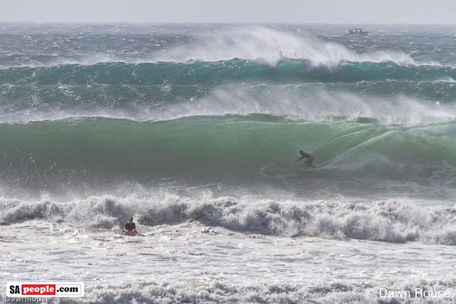 Surfers on big waves in durban