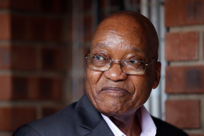 President Zuma reacts during the launch of a social housing project in Pietermaritzburg