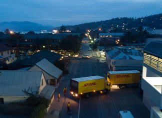 DHL trucks arrive to help at Knysna fire