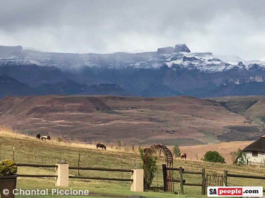 Snow on mountains in Drakensburg