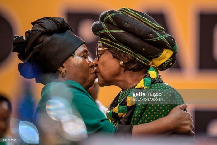 Dlamini Zuma and Winnie Mandela kiss