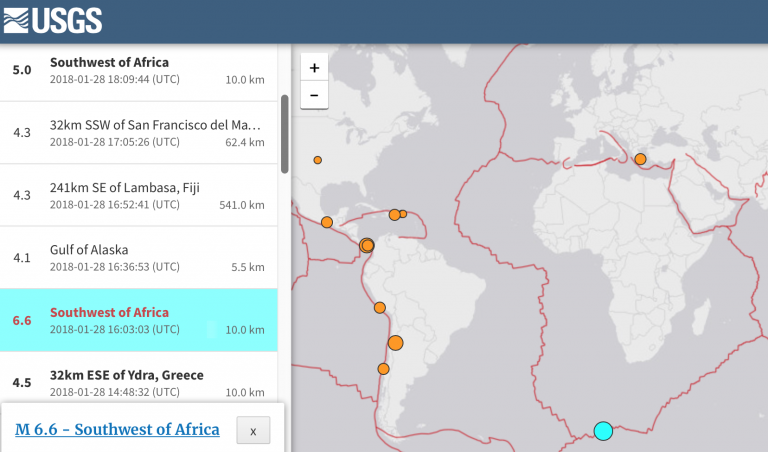 Earthquake tracker south africa