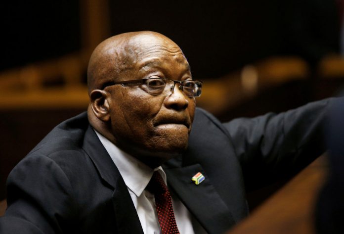 Former South African President Jacob Zuma arrives at court ahead of his court appearance in Pietermaritzburg