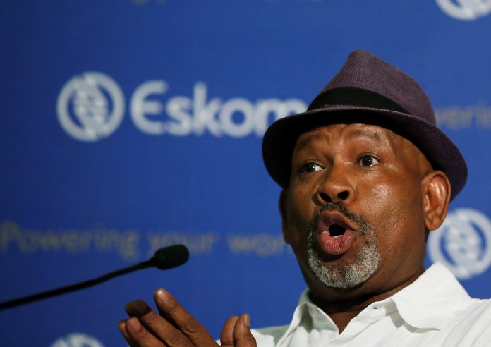 Eskom's chairman Jabu Mabuza gestures during the 2018/19 interim results at the Eskom's head office at Megawatt Park, in Sunninghill