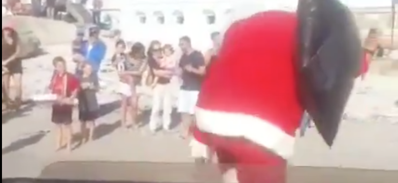 santa falling in south africa off boat