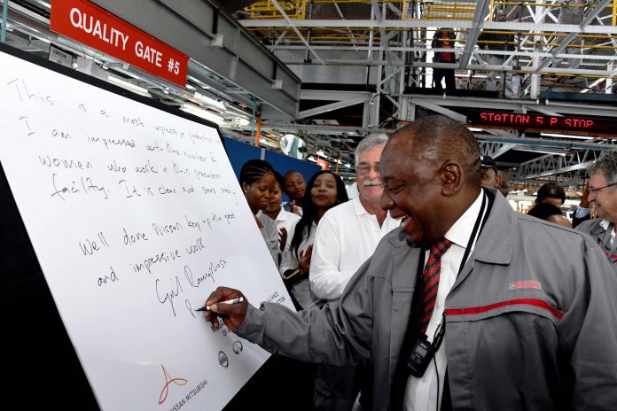 President Cyril Ramaphosa tours the Nissan Trimline