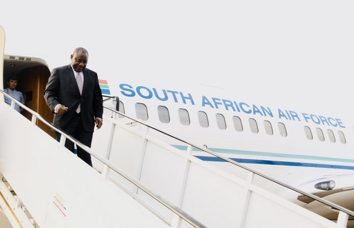 president cyril ramaphosa sandf plane