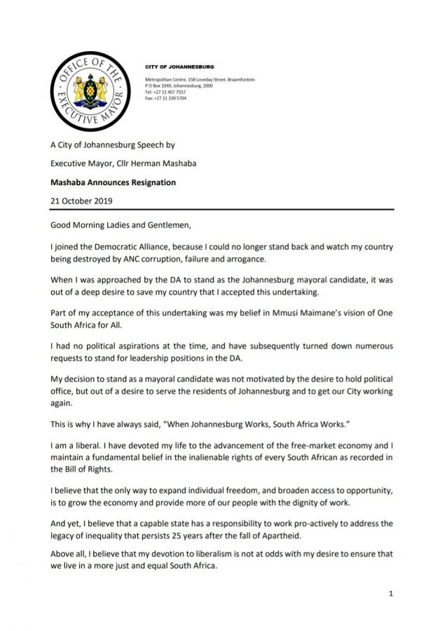 herman mashaba resigns joburg mayorb 1