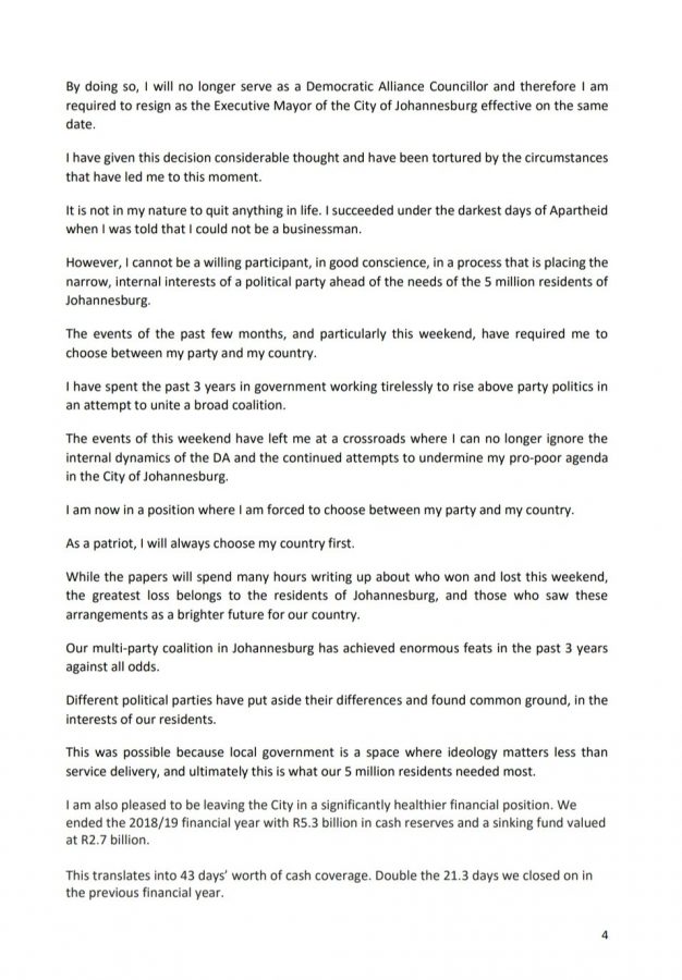 herman mashaba resigns joburg mayorb 1