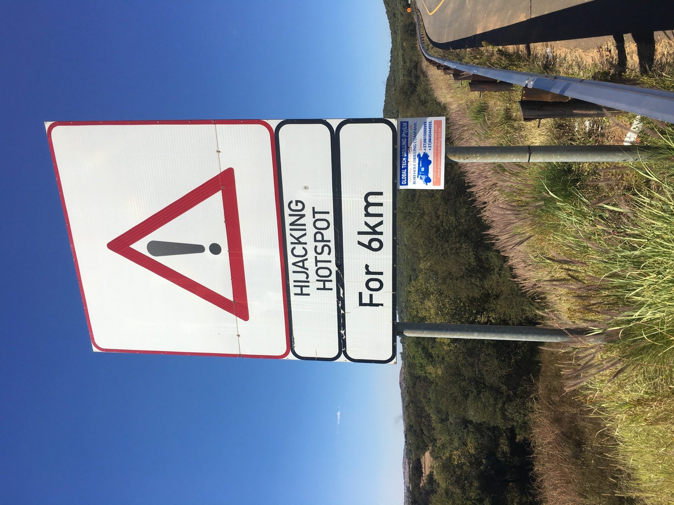 south african hijacking hotspot sign