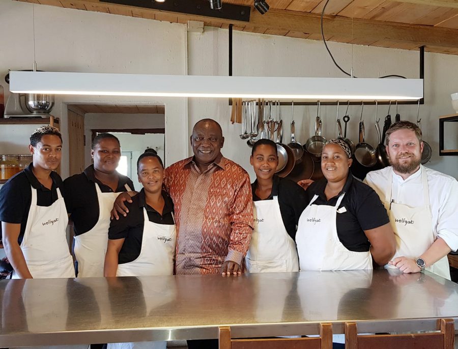 President Ramaphosa at Wolfgat restaurant Paternoster south africa