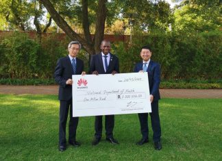 Huawei donated R1-million to help SA's fight against corona virus.