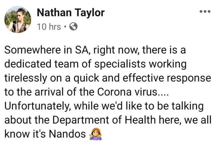 nandos coronavirus joke