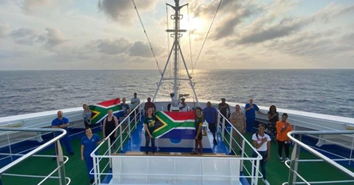 south africans aboard miami ship sing national anthem