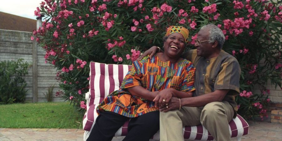 Archbishop Tutu and his wife Leah enjoying each others company at their Milnerton home.
