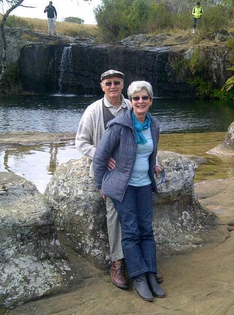 Murdered Danie (rear) and Breggie Brand (front)who were abducted along with their daughter from their smallholiding in Hartswater, South Africa.