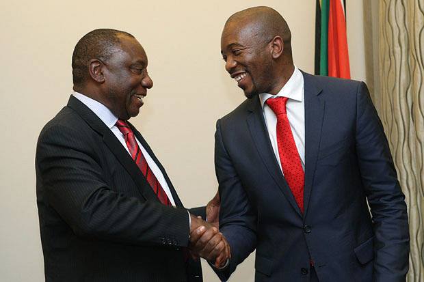 Mmusi Maimane and Cyril Ramaphosa Cyril Ramaphosa and Mmusi Maimane