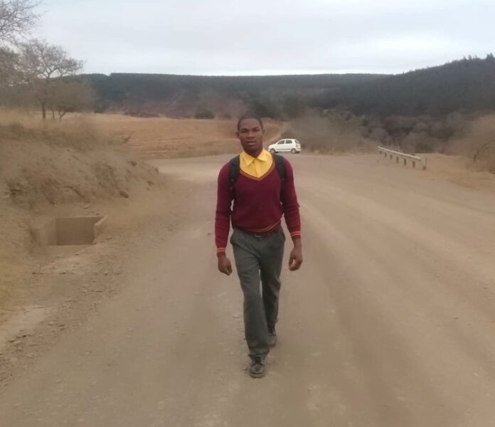 zwelakhe_mnomiya_1_extra_large Grade 11 learner Zwelakhe Mnomiya walks approximately 11 kilometres to his high school in rural Kranskop because the KwaZulu-Natal education department says there’s not enough money to provide him and a dozen other learners from his village with transport. Photo: Supplied