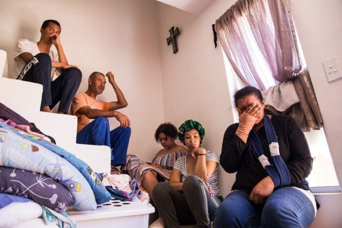 From left: The Van Der Vendt family including Enriquo, Eric, Shamonique, Nicole and Edwina (who is in tears with her hands still injured from the day of their eviction) at their home in the Vlakkeland Housing Project in Wellington. They were evicted from the Irene farm in Paarl last week. They had lived there for nearly 23 years. Photo: Ashraf Hendricks From left: The Van Der Vendt family including Enriquo, Eric, Shamonique, Nicole and Edwina (who is in tears with her hands still injured from the day of their eviction) at their home in the Vlakkeland Housing Project in Wellington. They were evicted from the Irene farm in Paarl last week. They had lived there for nearly 23 years. Photo: Ashraf Hendricks