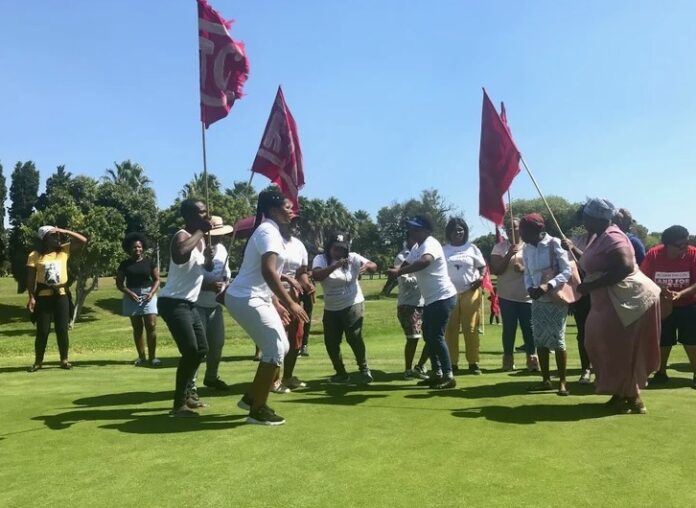 Housing activists protest on to the green at Rondebosch Golf Club earlier this year. Archive photo: Tariro Washinyira