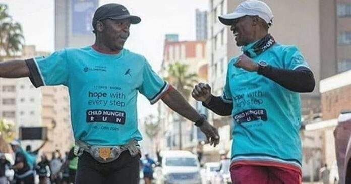 move-the-nation-hope-with-every-step-2-th Kabelo Mabalane and Peteni Kuzwayo ran 600km in 17 days to raise money for hungry children. Photo: FB/Peteni M Kuzwayo