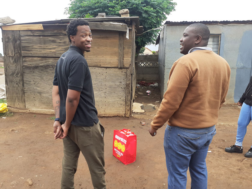 One of the food parcel deliveries by members of bahapi ba baruhi from Katlehong to a disabled mom of 3 in Thokoza
