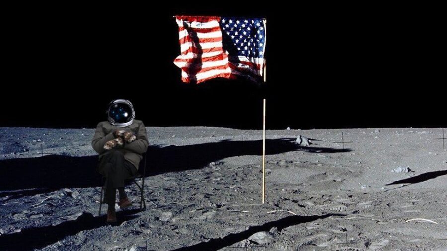 bernie-sanders-meme on the moon