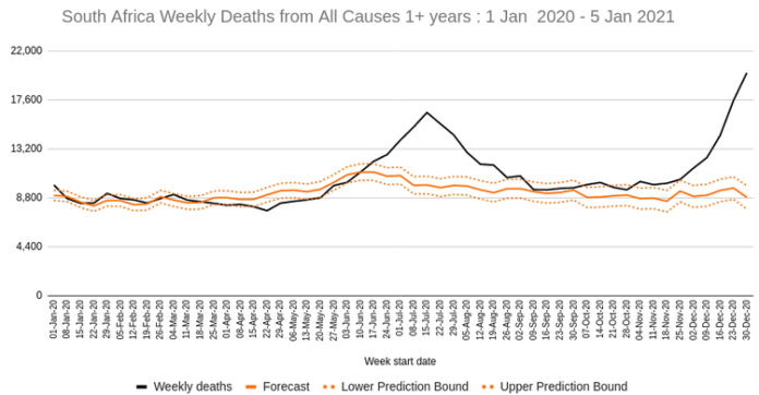 south africa weekly mortality rates january gu This graph published by the MRC shows how much worse the second Covid-19 surge is than the first one that peaked in July.