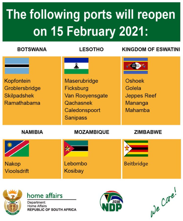 south african borders reopen