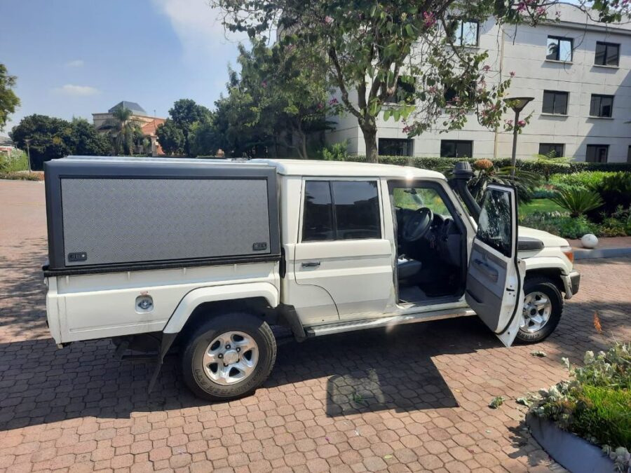 The armoured Toyota Land Cruiser after that attack which brave Leo Prinsloo saw off which was carrying a consignment of mobile phones
