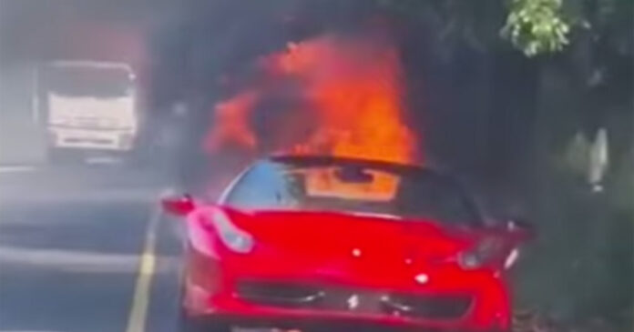 Ferrari-on-fire-Durban WATCH Red Hot Ferrari on Fire in Umhlanga, Durban