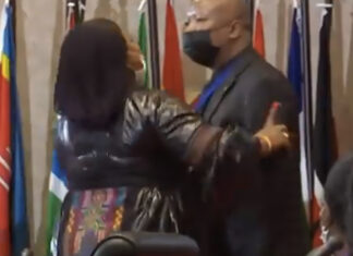 Chaotic scenes at the Pan African Parliament today.