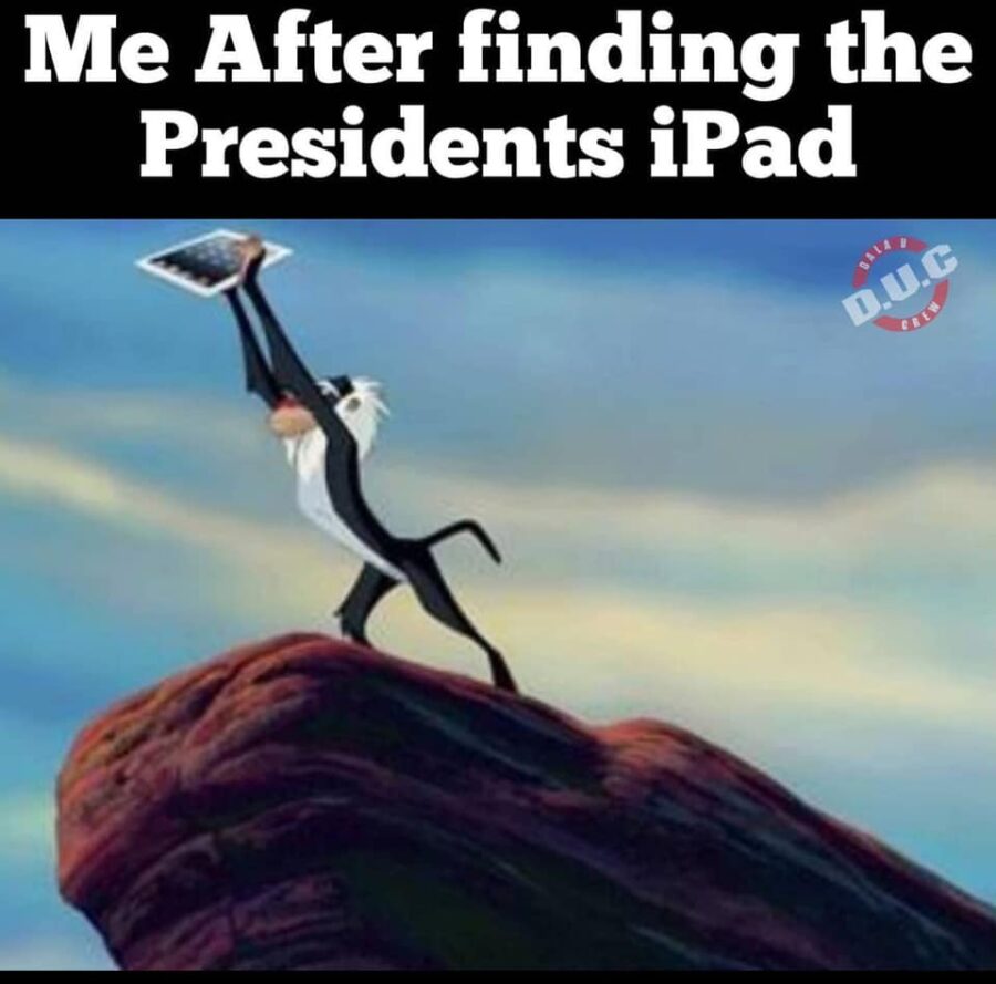 president's missing ipad joke meme