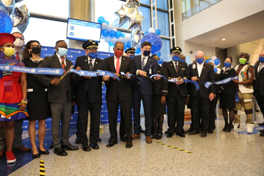 inaugural United Airlines flight New York Joburg