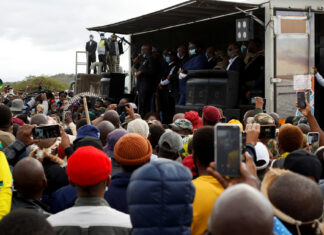 Former South African president Jacob Zuma speaks to supporters who gathered at his home in Nkandla Former South African president Jacob Zuma speaks to supporters who gathered at his home, as South African court agreed to hear his challenge to a 15-month jail term for failing to attend a corruption hearing, in Nkandla, South Africa, July 4, 2021. REUTERS/Rogan Ward