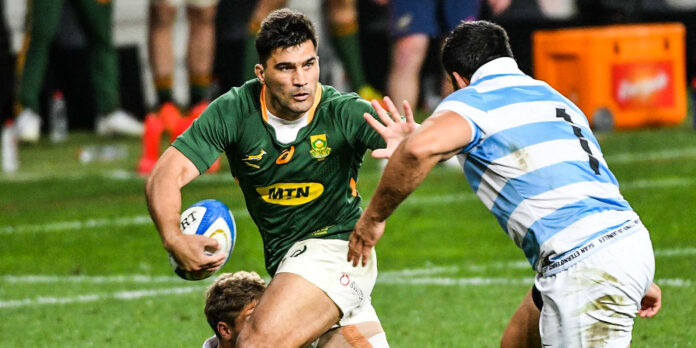 210821-damian-de-allende-springboks Damian de Allende was well marked in the midfield.
