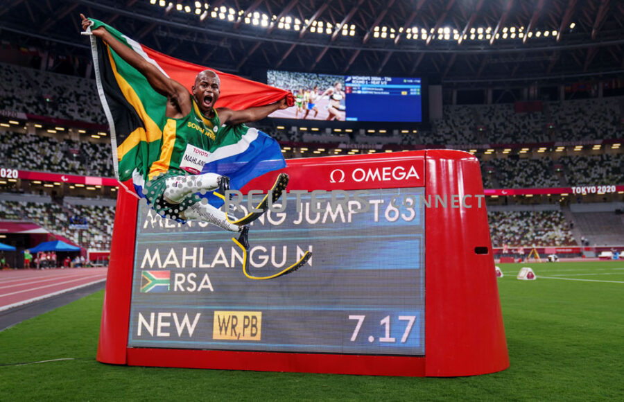 Gold Medallist Ntando Mahlangu of South Africa Paralympic gold world record breaking