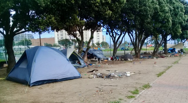 The City of Cape Town has defended its demolition of a tent camp on 23 August that had been set up by homeless people near the Green Point Tennis Club. Photo: Marecia Damons