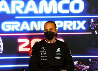 Formula One F1 - United States Grand Prix - Circuit of the Americas, Austin, Texas, U.S. - October 21, 2021 Mercedes' Lewis Hamilton during the press conference FIA/Handout via REUTERS