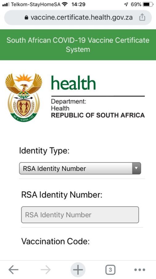 Digital COVID-19 Vaccination Certificates in South Africa