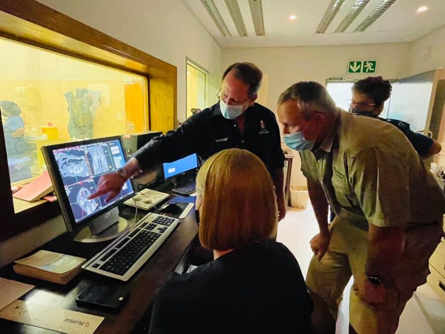 first-ever successful CT scan on a live rhino in South Africa.