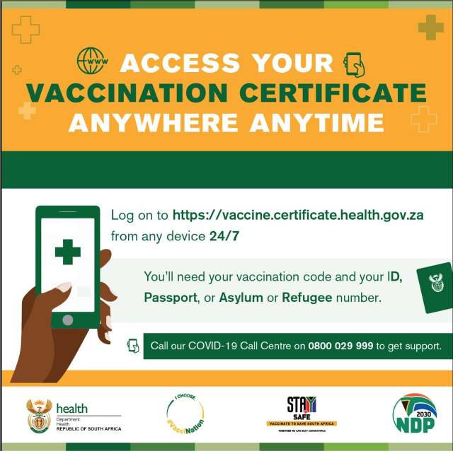 south african vaccination certiicate