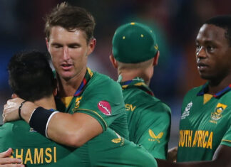 South Africa beats England but out