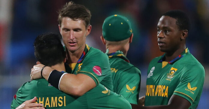 South Africa beats England but out